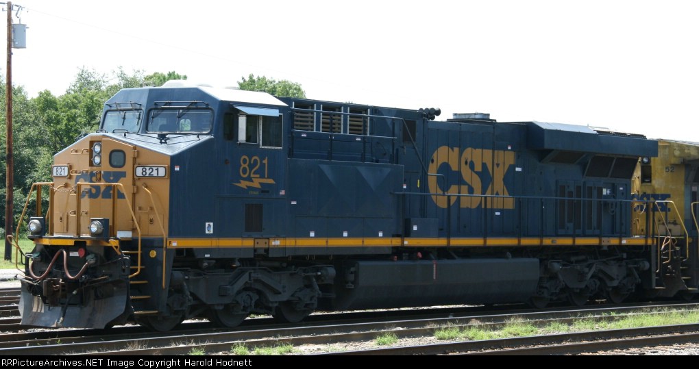 CSX 821 sits at the edge of town
